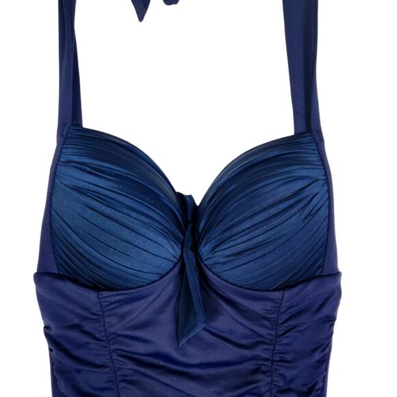 SEAFOLLY Swimsuit Womens US 8 Navy Blue Maillot Halter One Piece Swimsuit Beach - Picture 4 of 8